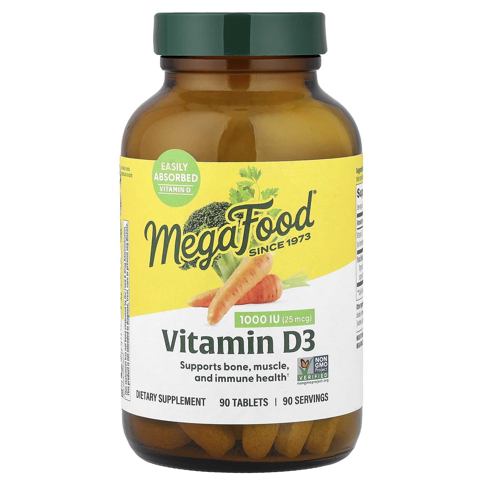 Megafood, Vitamin D3, 1000 IU, 90 Tablets UPC 051494101155 | Hilife Vitamins